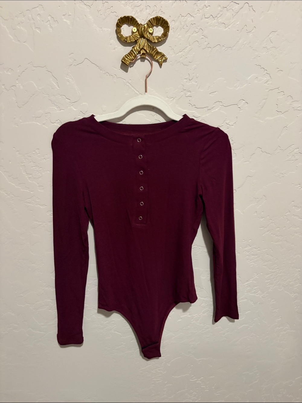 Long-Sleeve Snap-Front Bodysuit - Plum